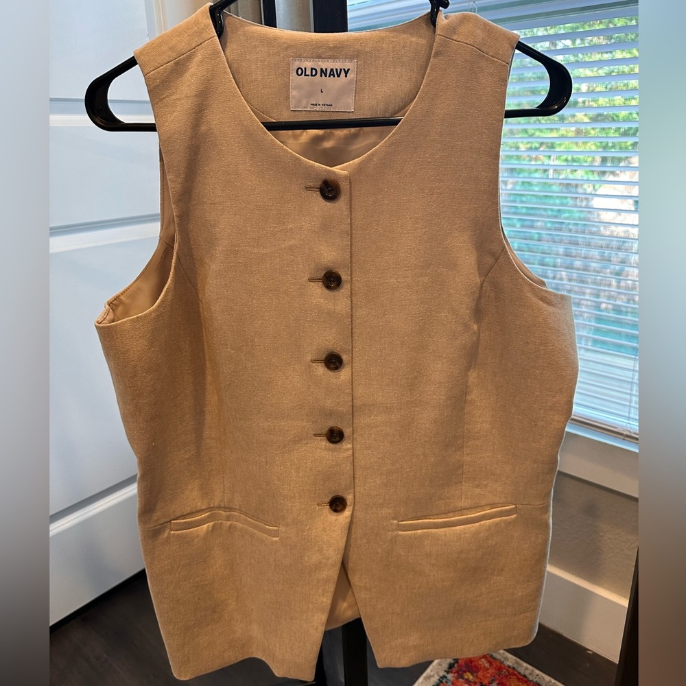Old Navy Neutral Tan Button-Front Vest